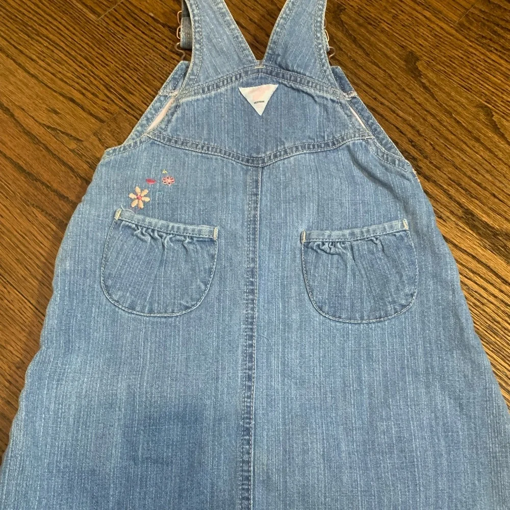 Vintage Oshkosh Baby Girl Infant Denim Flower Jumper Overall‎ Dress Summer 24m